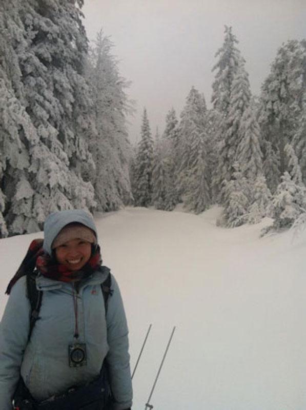 Chen on Mount Graham in the snow