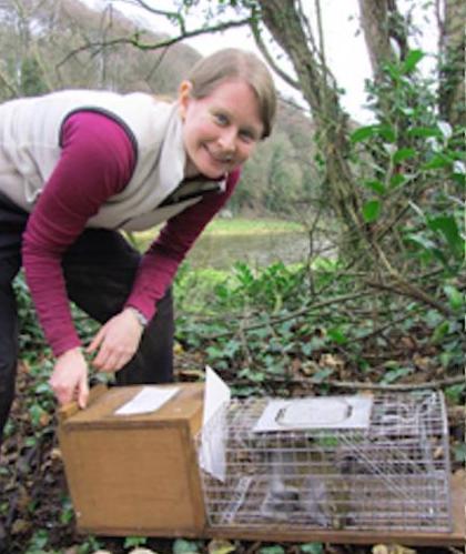 Emily Goldstein with small mammal trap